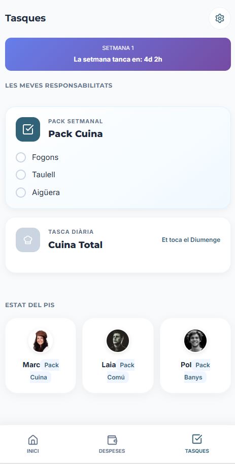 Pantalla de tasques de neteja