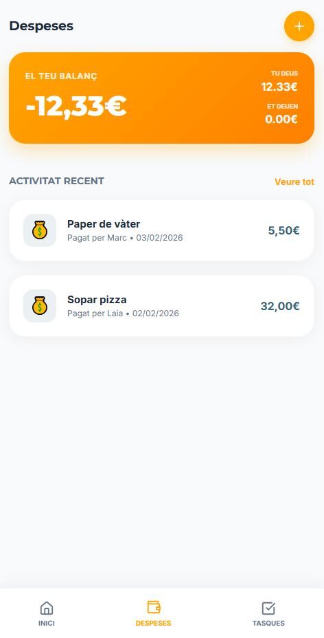 Pantalla de despeses compartides